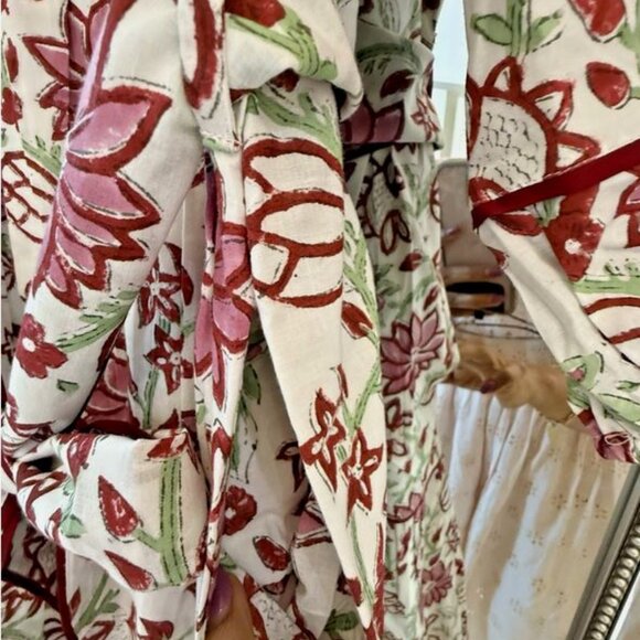 Brand new tuckernuck Sue Sartor maroon , green & white contrast print Dress - Picture 7 of 13